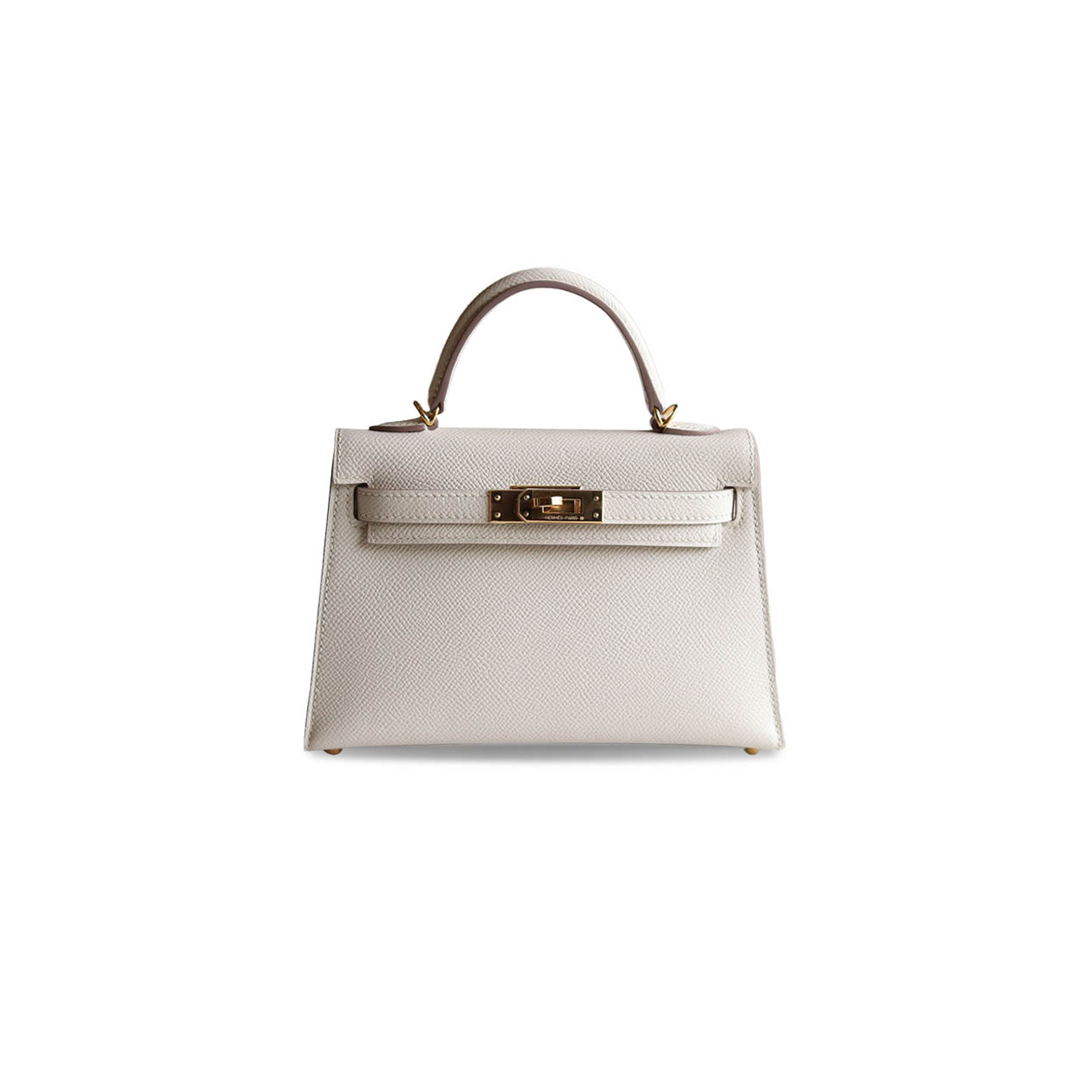 HERMÈS MINI KELLY II EPSOM MILKSHAKE WHITE GOLD BUCKLE (19*12*5.5cm) 